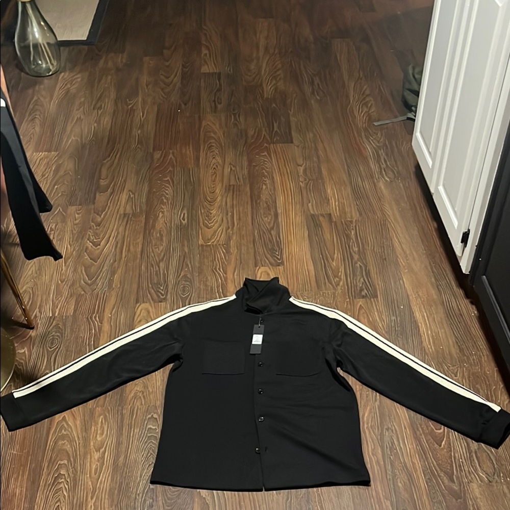 Black Jacket with White Stripes